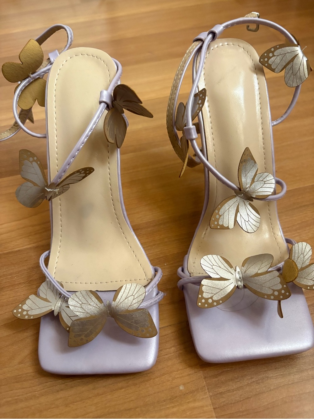 SHEIN Lilac Butterfly Detail Strappy Heels
